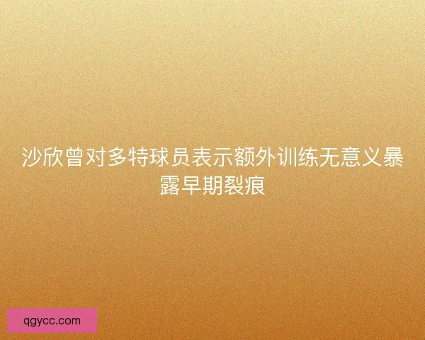 沙欣曾对多特球员表示额外训练无意义暴露早期裂痕